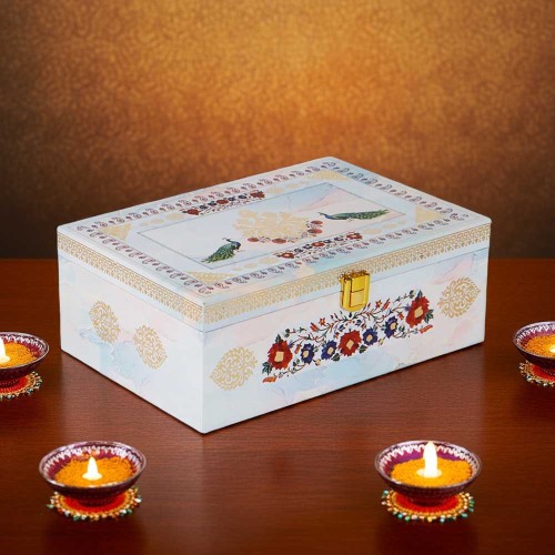 Giftous Floral MDF Diwali Hamper Box