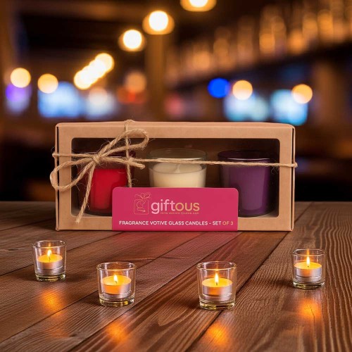 Giftous Fragrance Votive Glass Candles – Set of 3