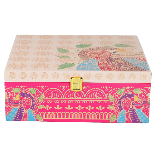 Giftous Peacock Paradise MDF Diwali Hamper Box