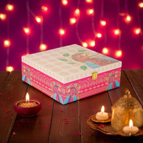 Giftous Peacock Paradise MDF Diwali Hamper Box