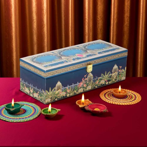 Giftous Pichwai Art MDF Diwali Hamper Box