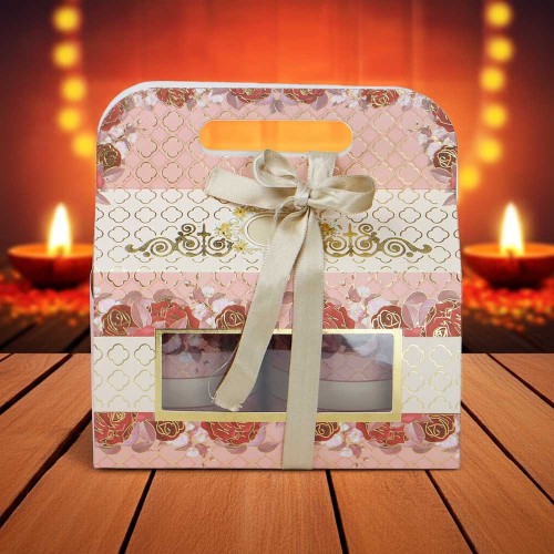 Giftous Pink Floral Diwali Hamper Box