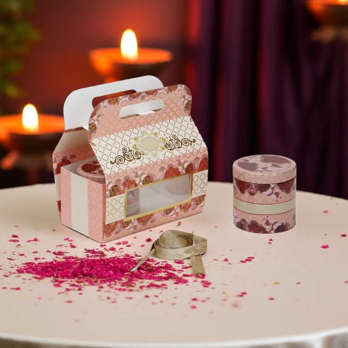 Giftous Pink Floral Diwali Hamper Box