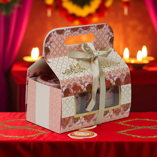 Giftous Pink Floral Diwali Hamper Box