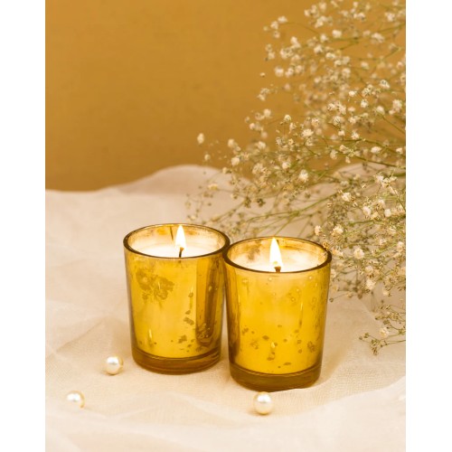 Golden Mercury Votive Glass Candle Jasmine Fragrance