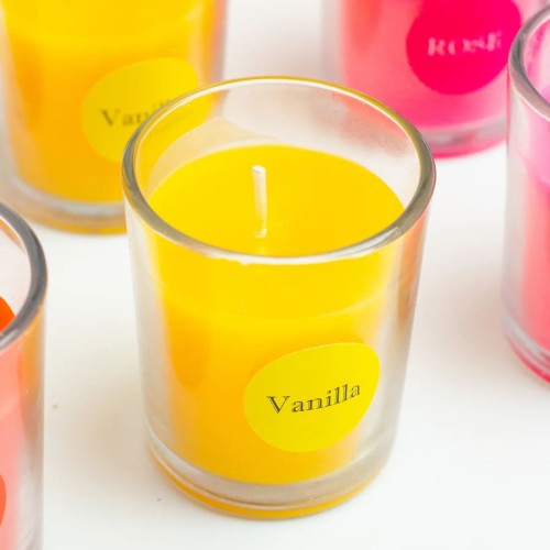 Set of  12 Votive Glass Candles Burn Upto 12 Hour