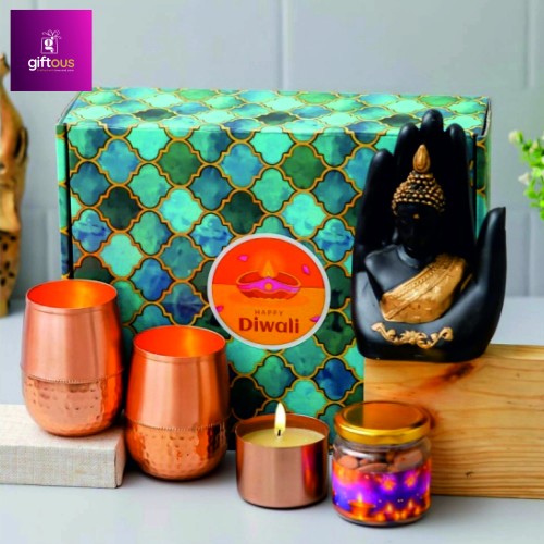 Corporate Gift Set (Copper Glass,Dry Fruits,Buddha)