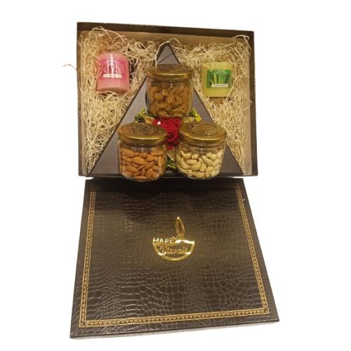 Diwali Gift Hampers (Dry Fruits and Candle with Beautiful Packaging)