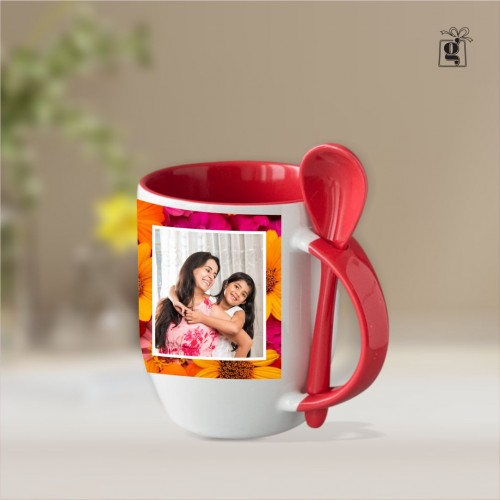 Inner Color Photo Mug with Spoon