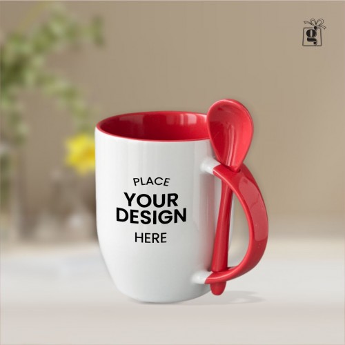 Inner Color Photo Mug with Spoon