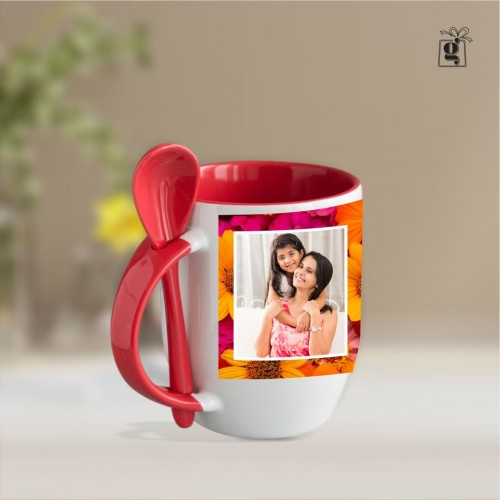 Inner Color Photo Mug with Spoon