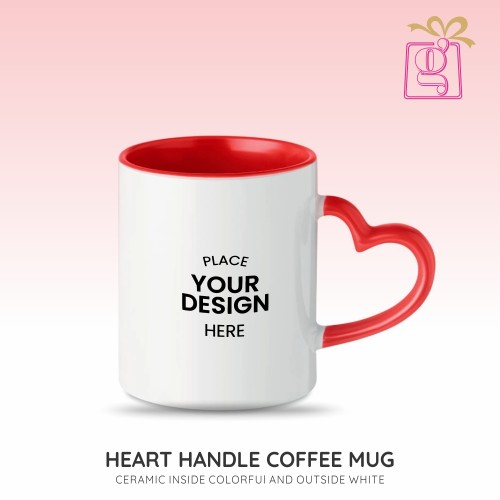 Heart Handle Inner Color Photo Mug